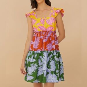 Farm Rio Mixed Tropical Swing Mini Dress, S